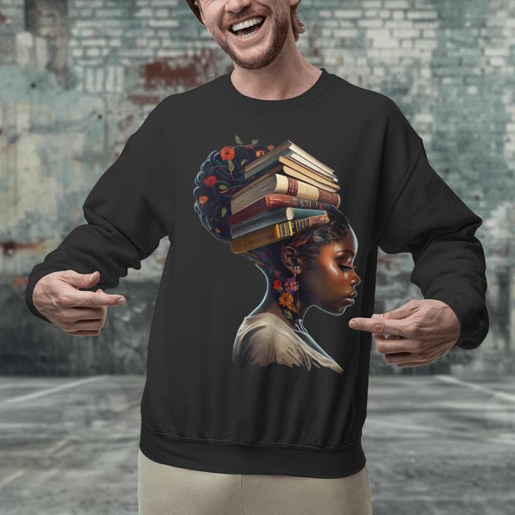 Girl Crown Of Books African Teacher Black History BHM Unisex Sweatshirt