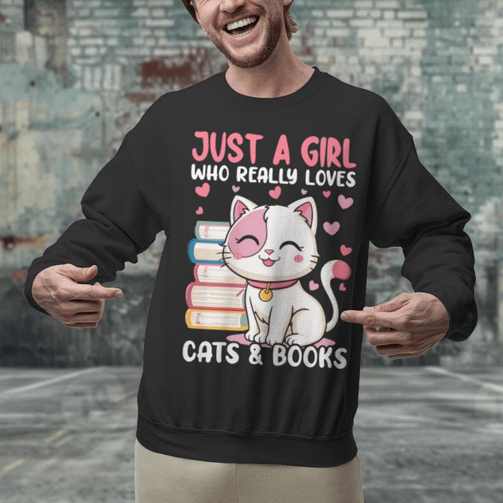 Girl Who Loves Cats And Books Cute Unisex Sweatshirt