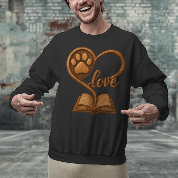 Girl Who Loves Dogs & Books Heart Dog Lover Reader Reeding Unisex Sweatshirt