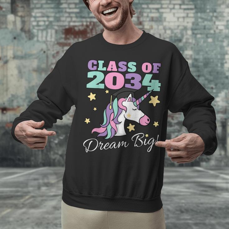 Girls Class Of 2034 Magical Unicorn Graduation Cap Unisex Sweatshirt