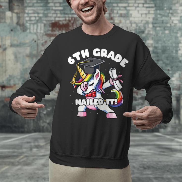 Girls Dabbing Unicorn 6th Sixth Grade Nailed It Graduation Unisex Sweatshirt