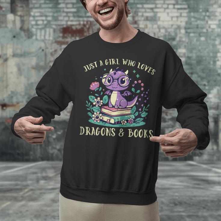 Girls Loves Dragon Books Fantasy Girls Kids Toddler Women Unisex Sweatshirt