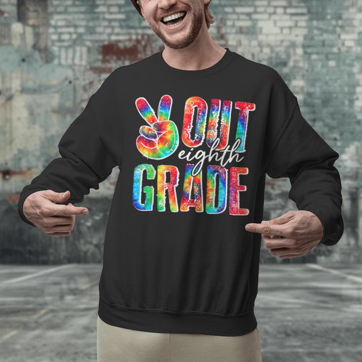 Graduation Peace Sign Out Eighth Grade Tie Dye Hippie Unisex Sweatshirt