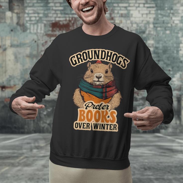 Groundhogs Prefer Books Over Winter February Unisex Sweatshirt