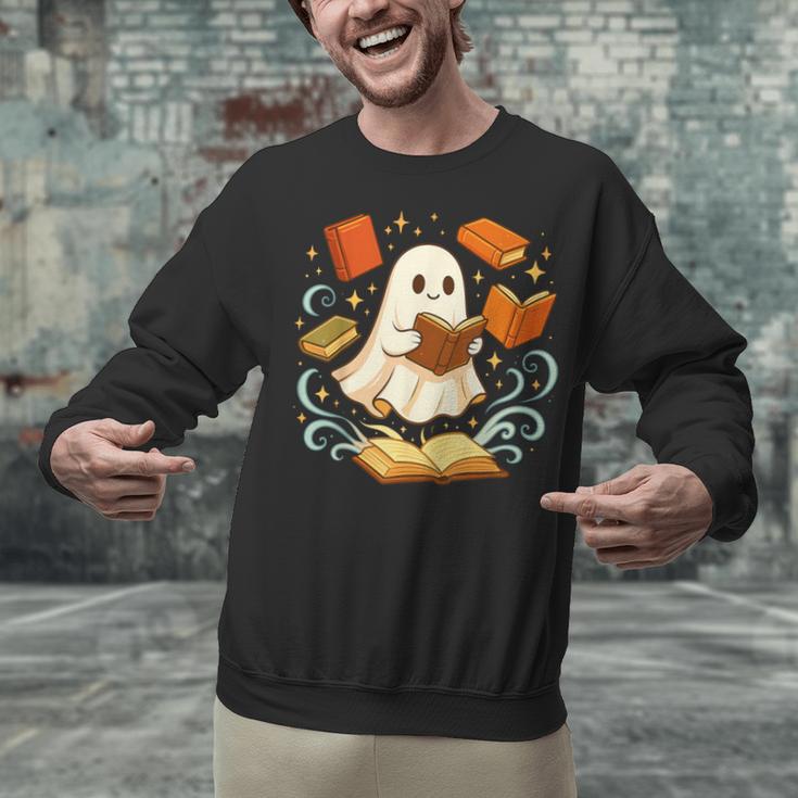 Halloween Cute Ghost Shirt Reading Books Ghost Unisex Sweatshirt