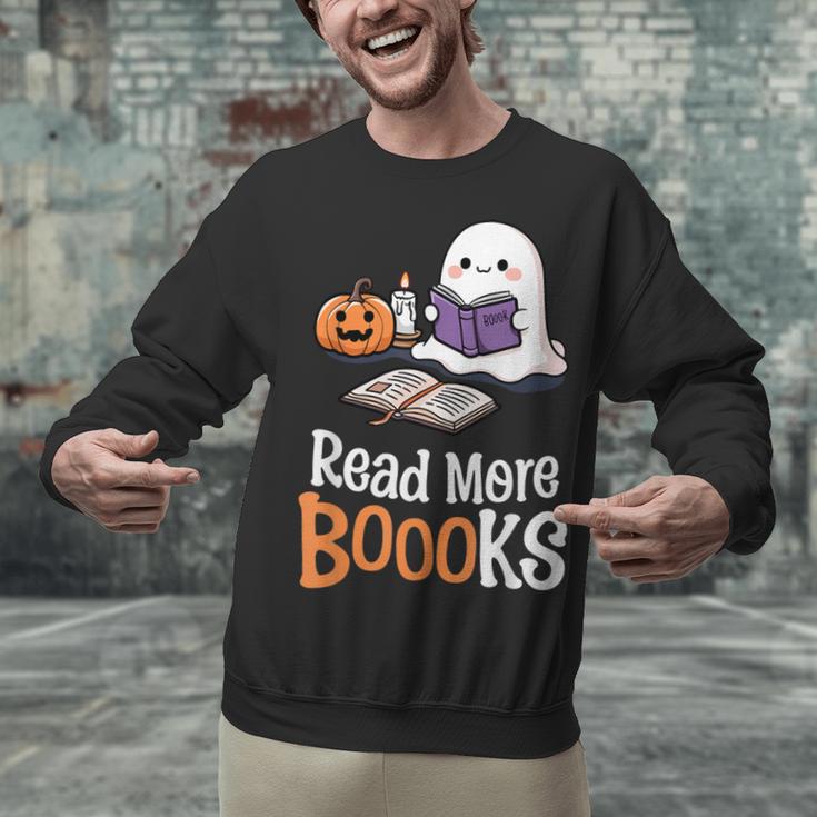 Halloween Teacher Women Cute Reading Ghost Read More Books Unisex Sweatshirt
