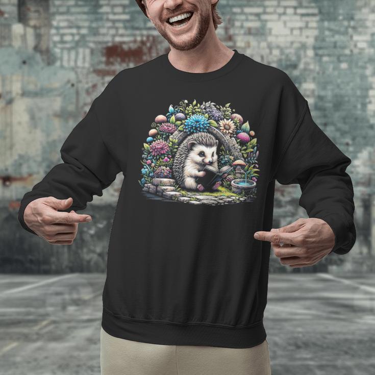 Hedgehog Reading Book Lake Scenery Reading Unisex Sweatshirt Hedgehog Reading Book Lake Scenery Reading Unisex Sweatshirt