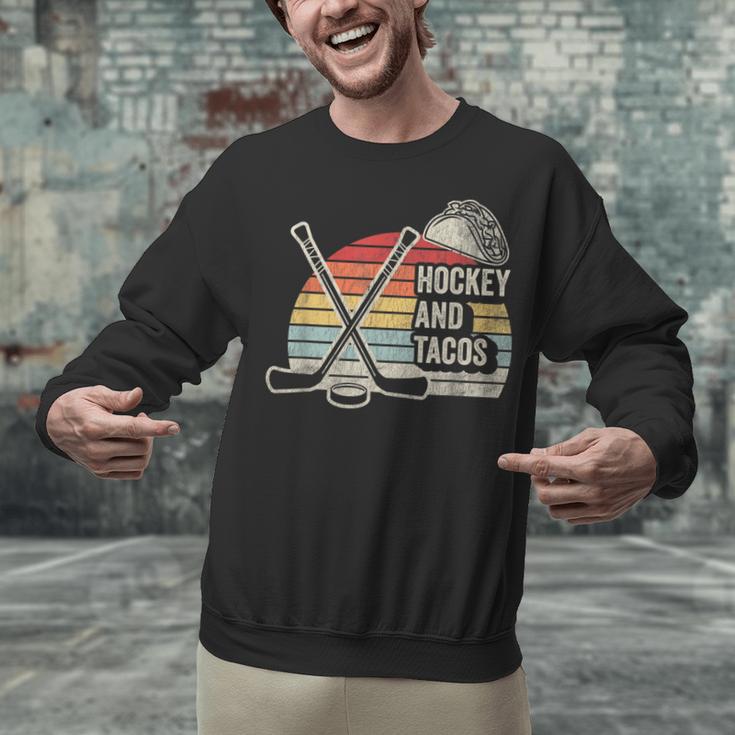 Hockey And Tacos Retro Nostalgia Lovers Unisex Sweatshirt