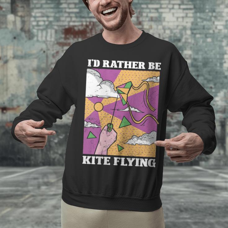 I'd Rather Be Kite Flying Throwback Hobby Memory Kite Unisex Sweatshirt