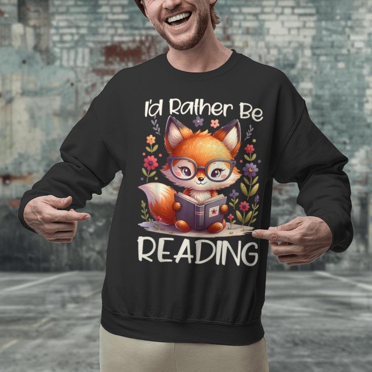 I'd Rather Be Reading Cute Fox Book Lover Reader Bookworm Unisex Sweatshirt