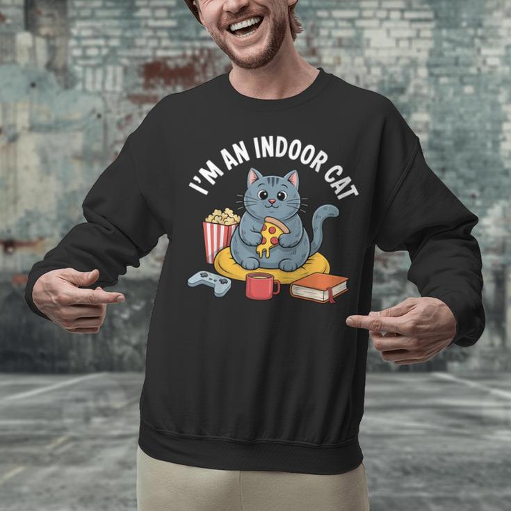 I'm An Indoor Cat Introvert Pizza Popcorn Book Gamer Cat Unisex Sweatshirt