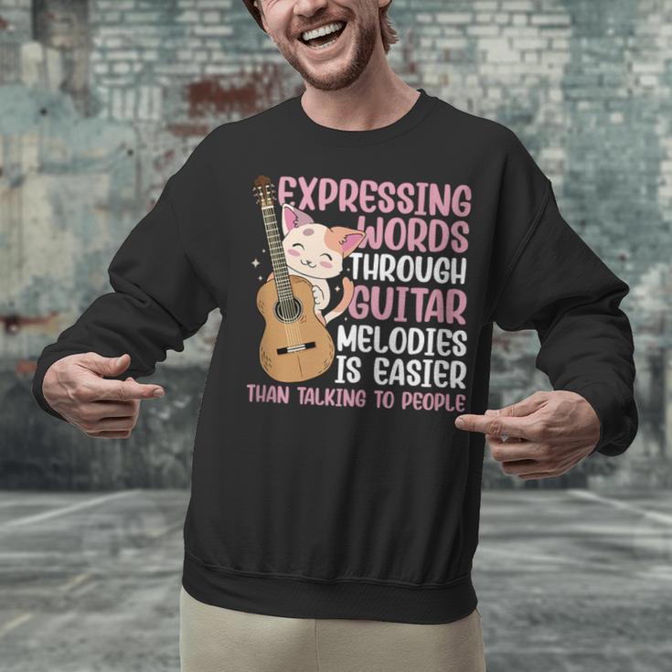 Introvert Guitarist Expressing Words Through Guitar Melody Unisex Sweatshirt