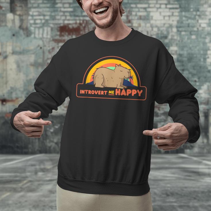 Introvert Me Happy Retro Sunset Capybara Tee Unisex Sweatshirt Introvert Me Happy Retro Sunset Capybara Tee Unisex Sweatshirt