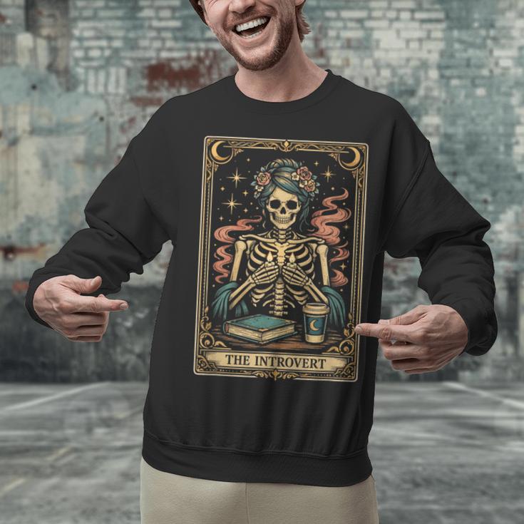 The Introvert Skeleton Tarot Card Coffee Book Lover Unisex Sweatshirt
