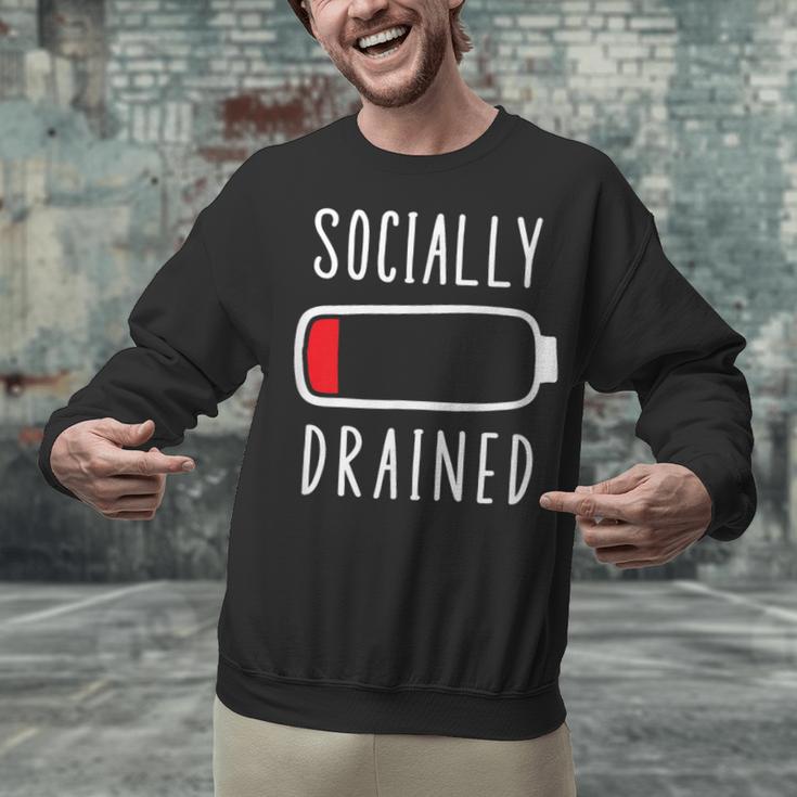 Introvert Socially Drained Battery Unisex Sweatshirt Introvert Socially Drained Battery Unisex Sweatshirt