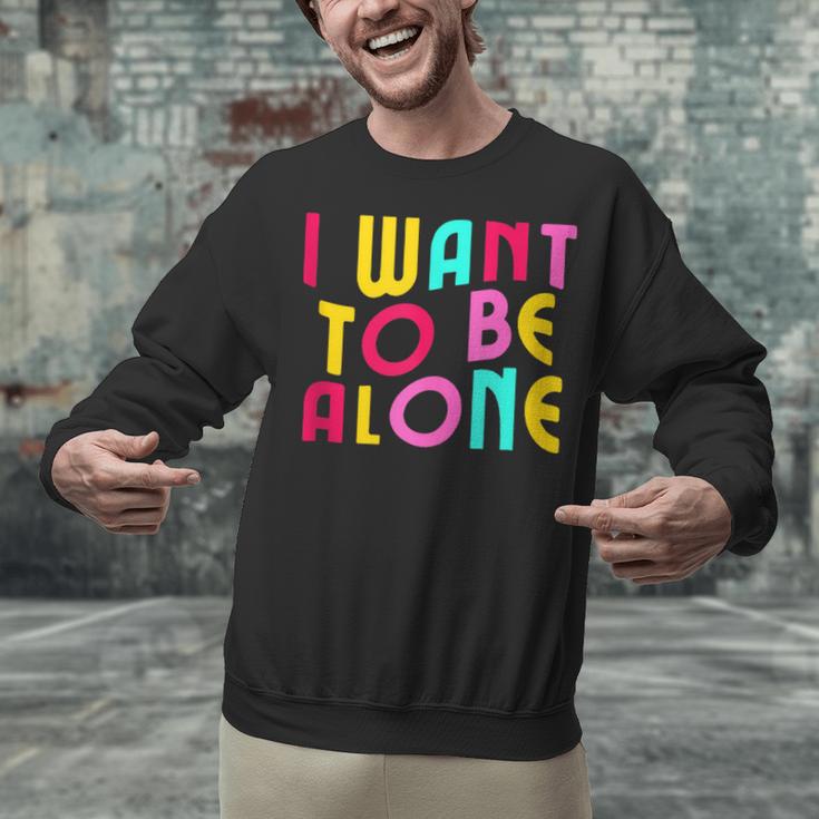 Introvert I Want To Be Alone Retro Wavy Unisex Sweatshirt