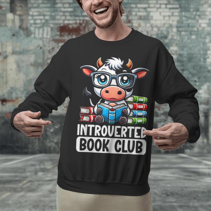 Introverted Book Club Reading Lover Cow Unisex Sweatshirt Introverted Book Club Reading Lover Cow Unisex Sweatshirt
