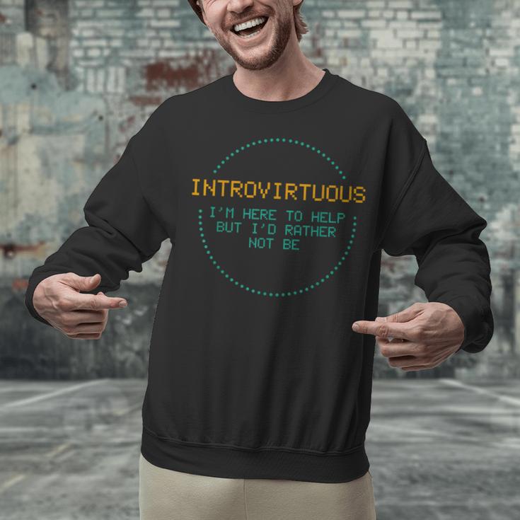 Introvirtuous Retro Pixel Funny Introvert Quote Unisex Sweatshirt