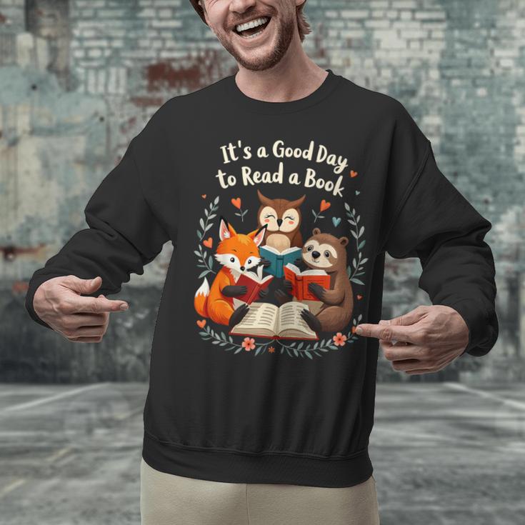 Its A Good Day To Read Book Cute Fox Sloth Owl Novel Reading Unisex Sweatshirt