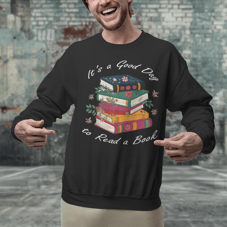 It's a Good Day To Read a Book Floral Stack Tee Unisex Sweatshirt