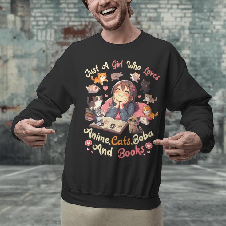 Just Girl Who Loves Anime Cats Boba And Books Bubble Tea Unisex Sweatshirt Just Girl Who Loves Anime Cats Boba And Books Bubble Tea Unisex Sweatshirt