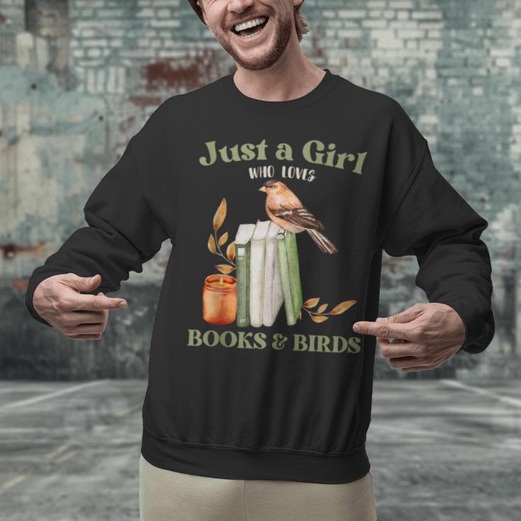 Just a Girl Who Loves Books And Birds Book Reading Bird Love Unisex Sweatshirt