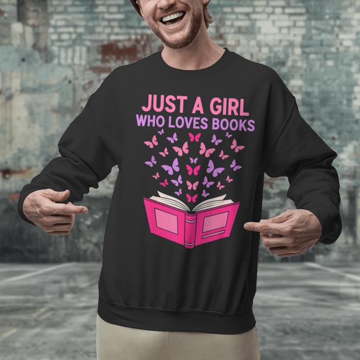 Just A Girl Who Loves Books Butterflies Reading Unisex Sweatshirt