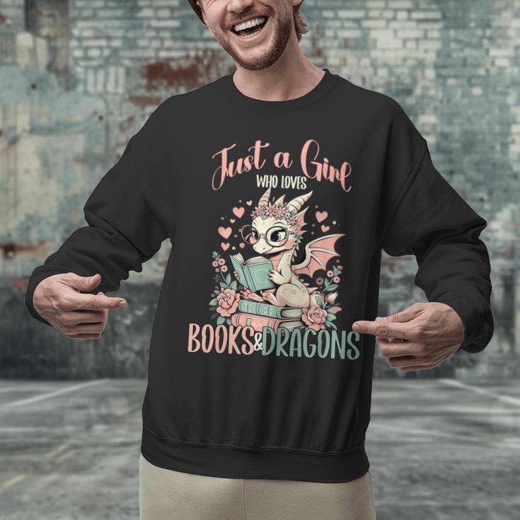 Just a Girl Who Loves Books And Dragons Book Dragon Lover Unisex Sweatshirt