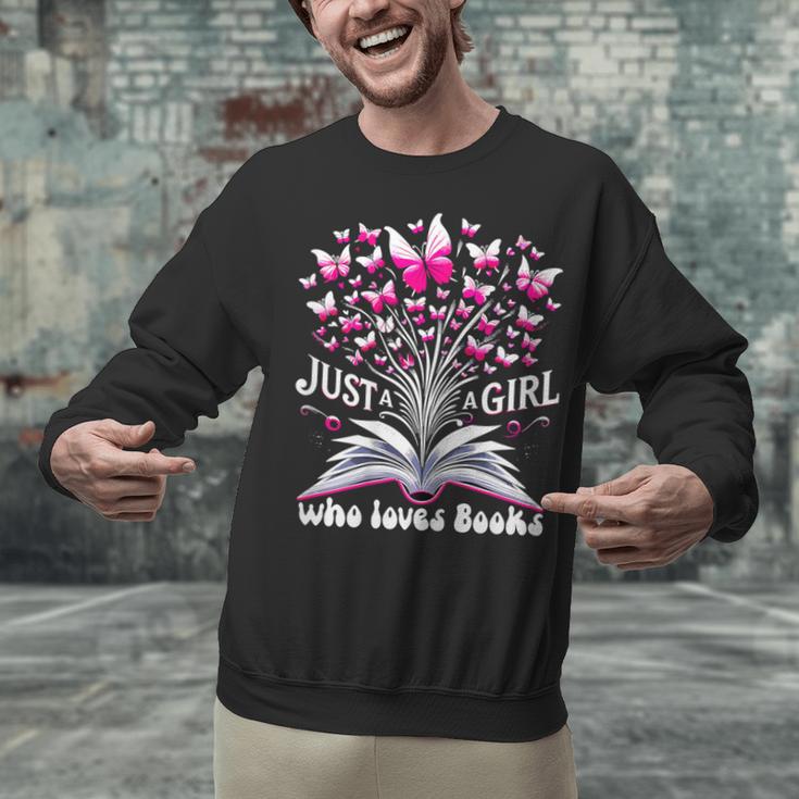 Just a Girl Who Loves Books Reading Book Butterfly Bookworm Unisex Sweatshirt
