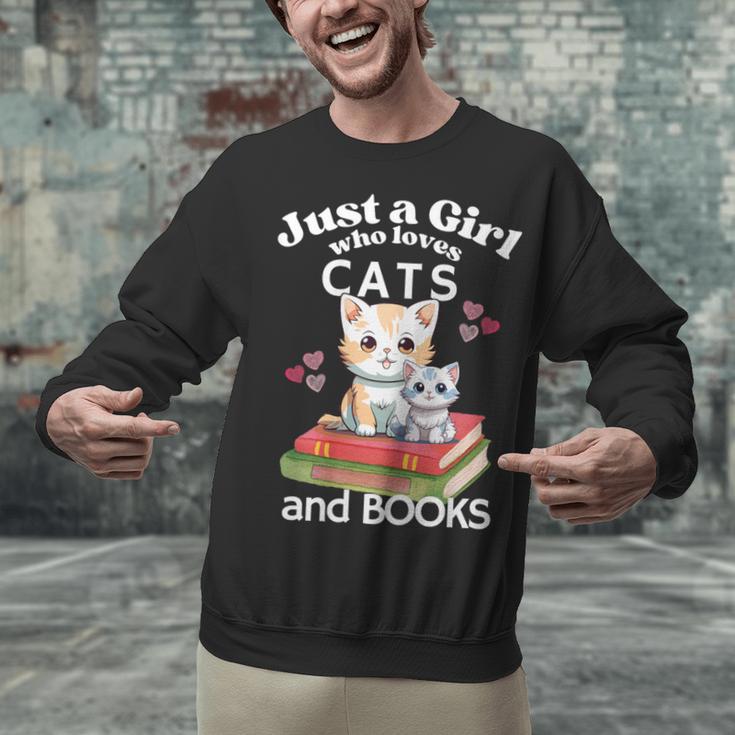 Just A Girl That Loves Cats And Books Cute Cat & Bookwork Unisex Sweatshirt