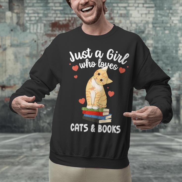 Just a Girl Who Loves Cats And Books Reading Cat & Bookworm Unisex Sweatshirt