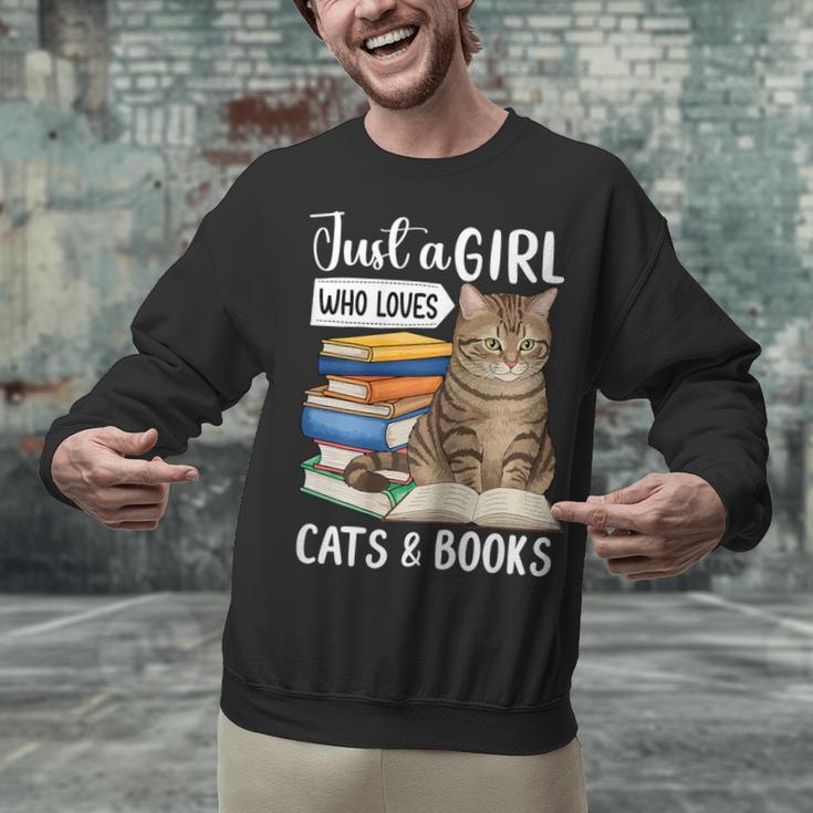 Just a Girl Who Loves Cats And Books Unisex Sweatshirt