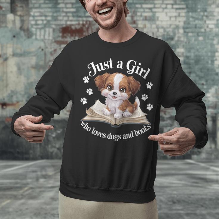 Just a Girl Who Loves Dogs And Books Cute Dog Unisex Sweatshirt