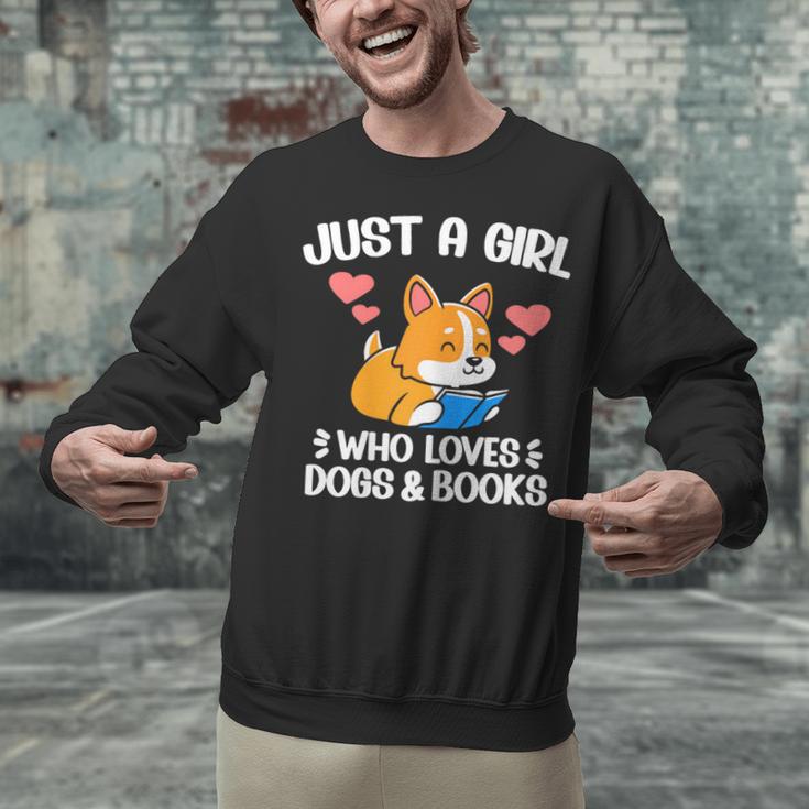 Just A Girl Who Loves Dogs And Books Reading Dog Puppy Lover Unisex Sweatshirt