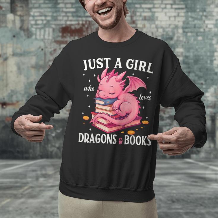 Just A Girl Who Loves Dragons And Books Dragon Reading Lover Unisex Sweatshirt
