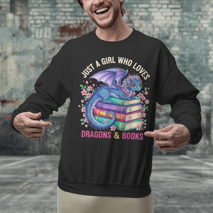 Just a Girl Who Loves Dragons And Books Dragon Reading Unisex Sweatshirt