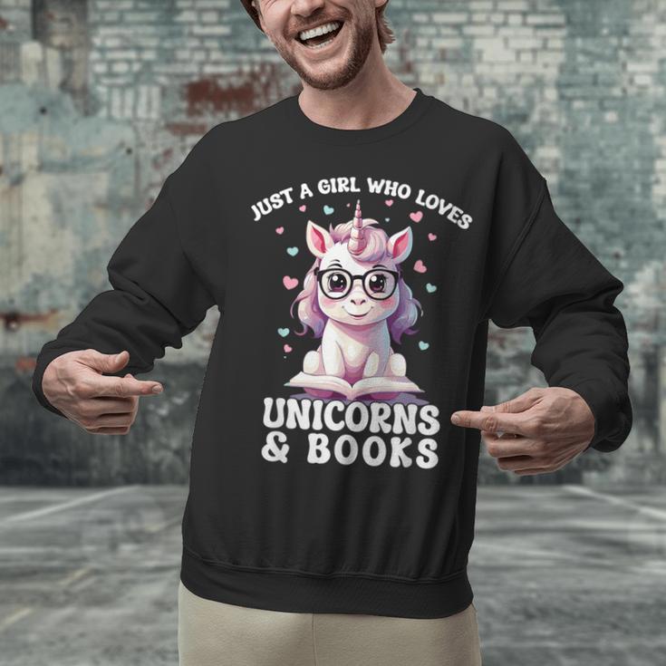 Just a Girl Who Loves Unicorns & Books Bookish Unicorn Love Unisex Sweatshirt