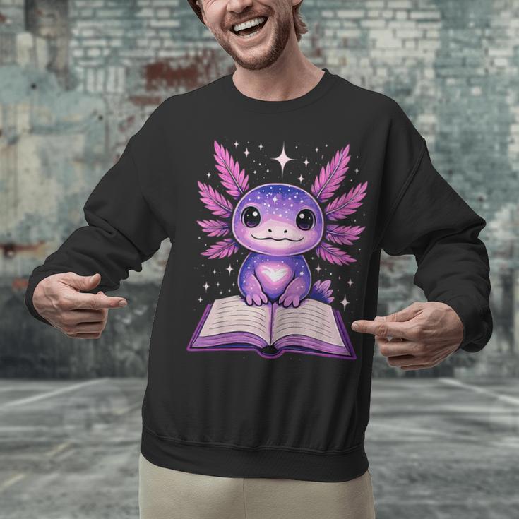 Kawaii Axolotl Cute Axolotls Reading Book Unisex Sweatshirt