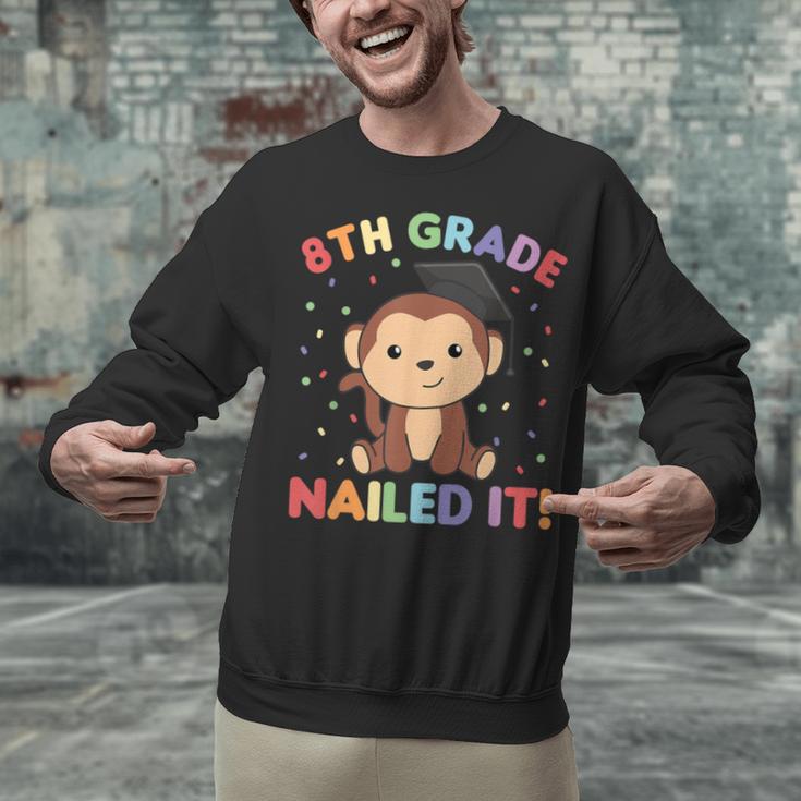 Kids 8th Grade Nailed It Monkey Graduation Unisex Sweatshirt