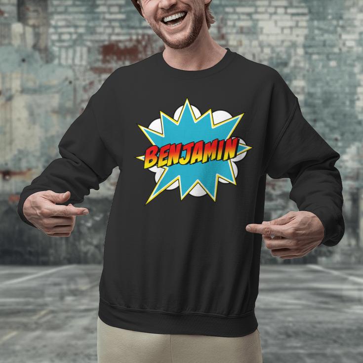 Kids Boys Benjamin Name Personalized Superhero Comic Book Unisex Sweatshirt Kids Boys Benjamin Name Personalized Superhero Comic Book Unisex Sweatshirt