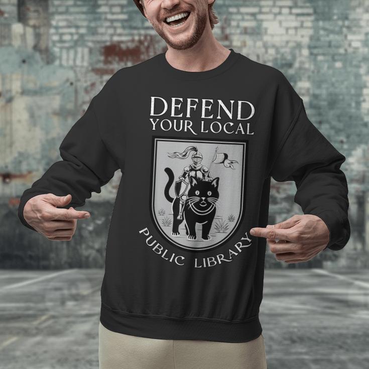 Knight Cat Defend Your Public Library Book Lover Unisex Sweatshirt