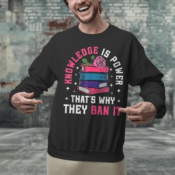Knowledge Is Power Book Club Librarian Read Banned Books Unisex Sweatshirt
