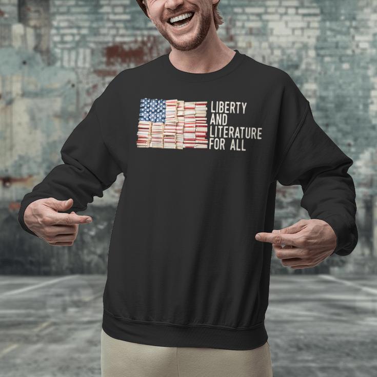 Liberty And Literature For All Reading USA Book Lover Unisex Sweatshirt Liberty And Literature For All Reading USA Book Lover Unisex Sweatshirt