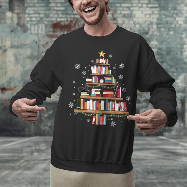 Library Books Christmas Tree Teacher Xmas Snowflake Unisex Sweatshirt