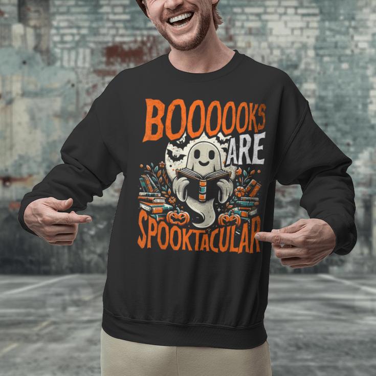 Library Halloween Book Lover Ghost With Books Unisex Sweatshirt