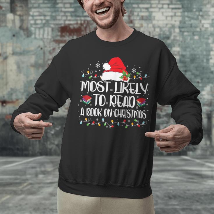 Most Likely To Read A Book On Christmas Family Matching Unisex Sweatshirt Most Likely To Read A Book On Christmas Family Matching Unisex Sweatshirt