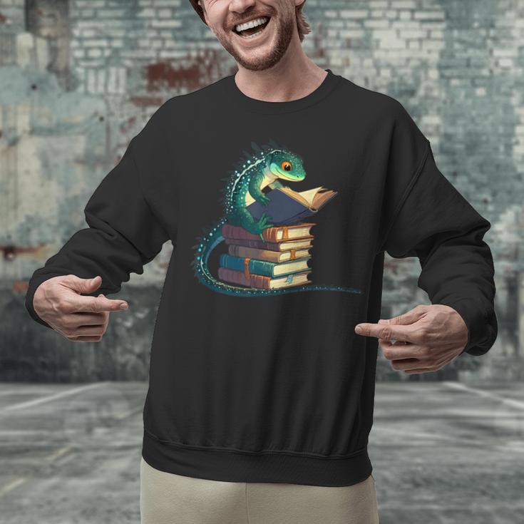Lizard Reading Book Librarian Bookworm Reader Read Unisex Sweatshirt