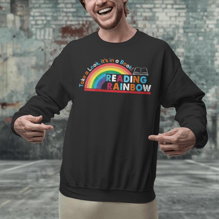 Take A Look A Book Vintage Reading Librarian Rainbow Unisex Sweatshirt