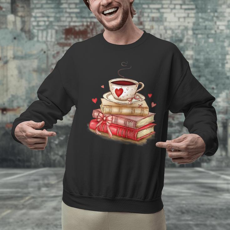 Love Book Coffee Heart Coquette Bow Valentines Day Unisex Sweatshirt Love Book Coffee Heart Coquette Bow Valentines Day Unisex Sweatshirt