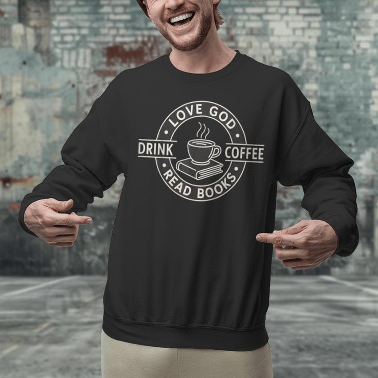 Love God Drink Coffee Read Books Lover Christian Vintage Unisex Sweatshirt
